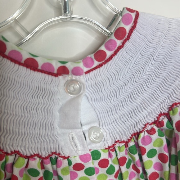 Smocked A Lot Baby Girls smocked Christmas dress 3M EUC - Picture 7 of 7